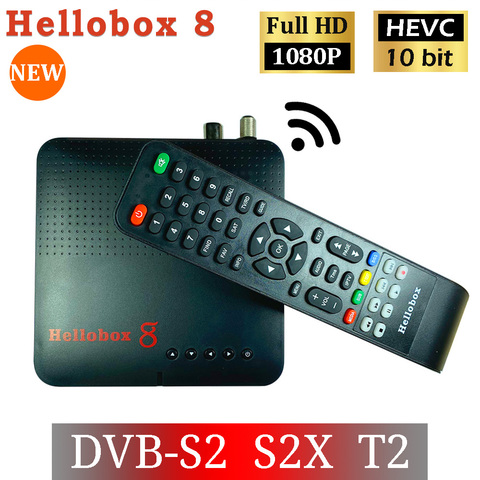 Hellobox-receptor de televisión por satélite con WiFi integrado, sintonizador DVB-T2 con soporte RJ45, WiFi, HEVC, PowerVu, Biss, 8 unidades, 2022 ► Foto 1/6
