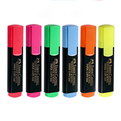 Faber Castell-rotuladores Textliner, 6 colores/lote, naranja/rosa/rojo/verde/azul/amarillo ► Foto 1/6