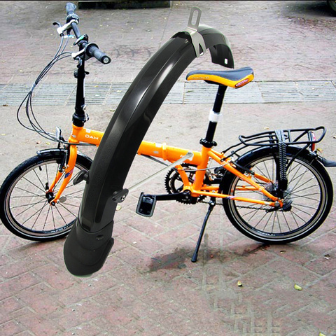 Guardabarros delantero y trasero para bicicleta, 2 uds., 16 20 pulgadas, doble refuerzo, tamaño ajustable, para bicicleta plegable, plástico cromado ► Foto 1/6