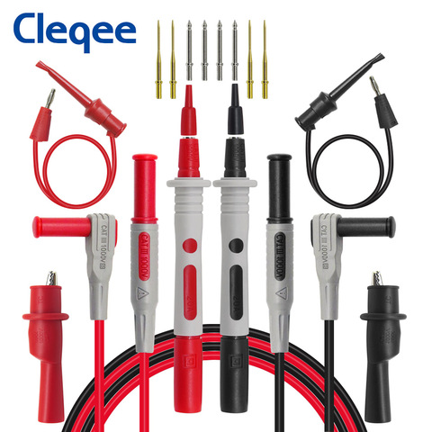 Kit de cables P1308B de 8 Uds., sonda de prueba, conector banana para prueba de gancho, cable reemplazable, multímetro, sonda de prueba, cable de cocodrilo ► Foto 1/6