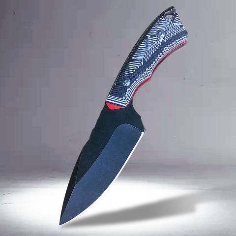 EVERRICH CS-cuchillo de camping de alta dureza, hoja recta 440c, lavado a la piedra, color negro, Hoja para exteriores, 59HRC, marc color G10 ► Foto 1/6