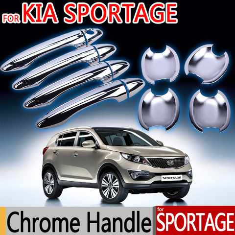 Cubiertas de manijas de puerta cromadas para KIA Sportage, embellecedor de 4 puertas, accesorios adhesivos para Estilismo de coche, 2010, 2011, 2012, 2013, 2014, 2015 ► Foto 1/6