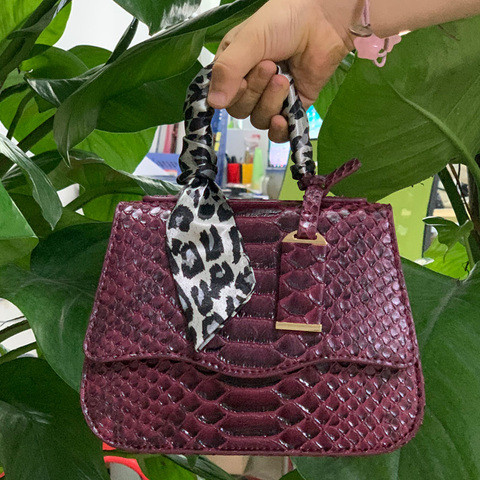 Las mujeres bolsos de moda 2022 nuevo diseñador diseño de serpiente bolso de mujer de buena calidad bolso de mano de piel de pitón ► Foto 1/6