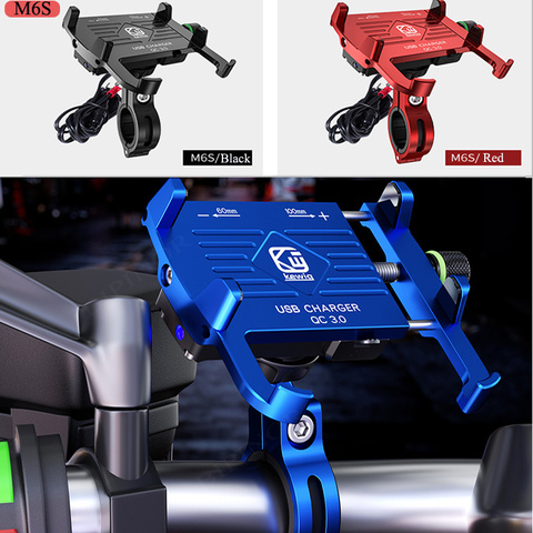 Soporte de teléfono para bicicleta de montaña, con cargador USB, soportes de teléfono móvil para motocicleta, soporte Universal para teléfono de moto para iphone XS ► Foto 1/6