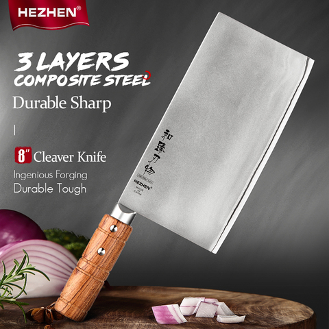 HEZHEN-cuchillo de cocina de 8 pulgadas hecho a mano, de acero inoxidable, para Chef, afilado ► Foto 1/6