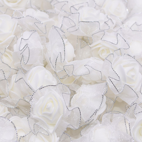 20/50 Uds 4cm brillo de espuma rosa de seda Artificial cabezas de flores para boda decoración DIY Scrapbooking falso Rosa Flores ► Foto 1/6