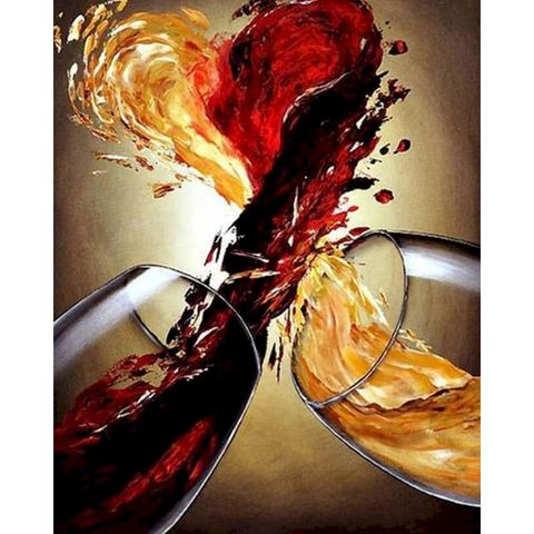 Pintura acrílica abstracta de vino y fruta por números, pinturas modernas para colorear por números, decoración del hogar para regalo de arte ► Foto 1/6