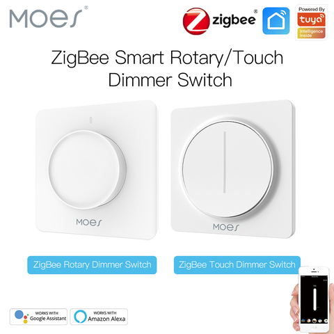 ZigBee-Interruptor de atenuación de luz táctil giratorio inteligente, Control de aplicación remota para Smart Life, Tuya, funciona con asistente de voz de Alexa y Google, novedad ► Foto 1/6