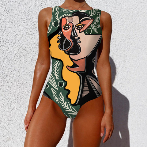 Bañador estampado de una pieza para mujer, ropa de baño con Push-Up, trajes de baño Retro Vintage, ropa de playa, con espalda descubierta Monokini, novedad de 2022 ► Foto 1/6