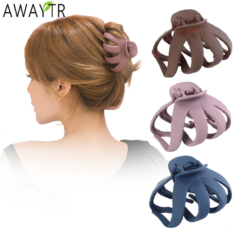 AWAYTR-Pinzas para el pelo de flores para niña y mujer, elegante glaseado pinzas de pelo acrílico, horquillas con pasador de cangrejo, accesorios para el cabello, bandas ► Foto 1/6