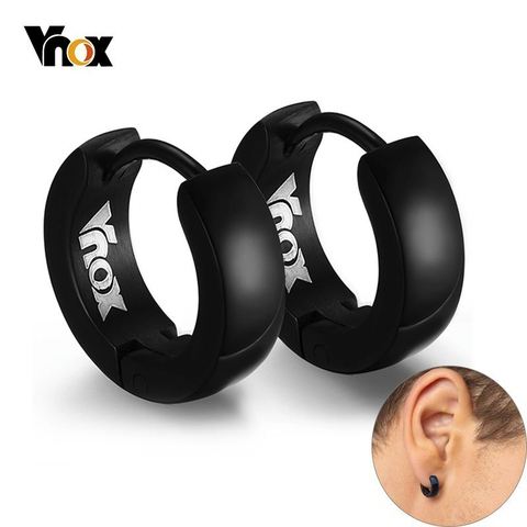 VNOX-pendientes de aro de acero inoxidable para hombre, aretes pequeños, estilo Punk, 4 colores ► Foto 1/6