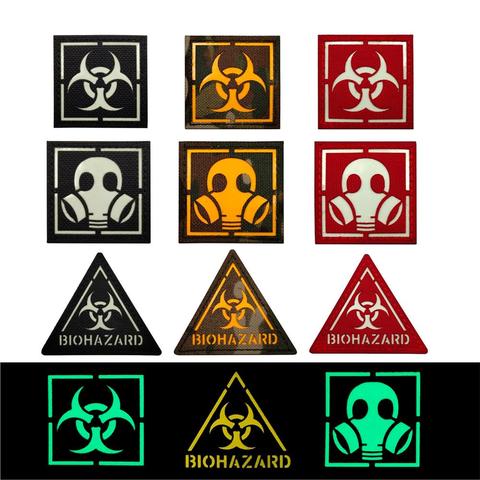 Parche de BIOHAZARD para brazalete militar, pegatina de insignia, apliques, embellecedor de máscara de Gas que brillan en la oscuridad, parches tácticos ► Foto 1/6