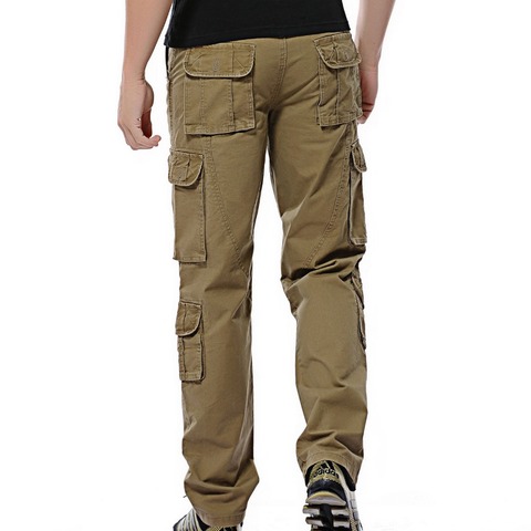 2022 otoño pantalones de carga para hombre Pantalones tácticos del ejército para hombre Multi-Bolsillo prendas de vestir Pantalones rectos pantalones militares hombres pantalon homme 46 ► Foto 1/6