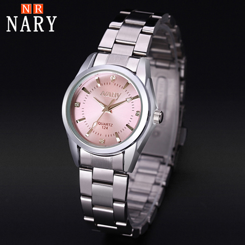 Reloj de moda para mujer, relojes de cuarzo de acero inoxidable, marca superior Nary, Geneva, 2022 ► Foto 1/6