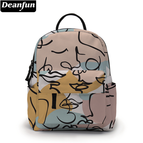Deanfun-Mini mochila con estampado de cara para mujer, morral escolar de colores, línea abstracta, bolso de hombro elegante, MNSB-31 ► Foto 1/6
