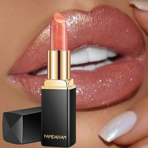 Handaiyan impermeable Nude Glitter lápiz labial maquillaje de larga duración Velve Red Mermaid pintalabios cosméticos Sexy brillo labial Stick ► Foto 1/6