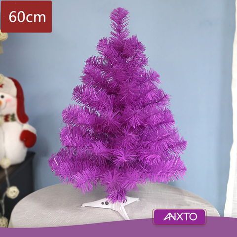 Árbol de Navidad artificial, adornos navideños para el hogar, color morado, rosa y dorado, 60cm ► Foto 1/5