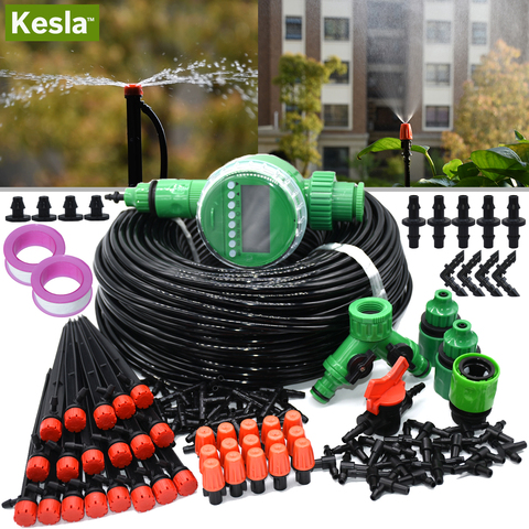 KESLA-Kit de riego por microgoteo para jardín, controlador de temporizador, refrigeración por nebulización automática, sistema de rociador de 17CM, invernadero ► Foto 1/6