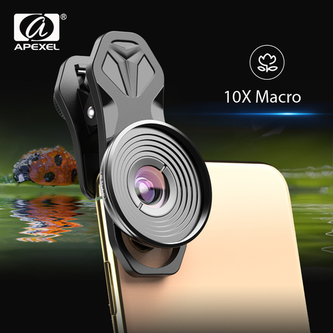 APEXEL-Lente macro HD 10X para cámara de fotos de teléfono móvil, super zoom para smartphone compatible con múltiples modelos (iPhone X XS MAX Samsung S9 Xiaomi), envío directo, producto exclusivo ► Foto 1/6