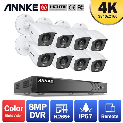 ANNKE-sistema de vigilancia de vídeo en Color 4K Ultra FHD, 8 canales, 8MP, H.265 + DVR, con cámaras de seguridad CCTV de 8MP para exteriores, resistente a la intemperie ► Foto 1/6