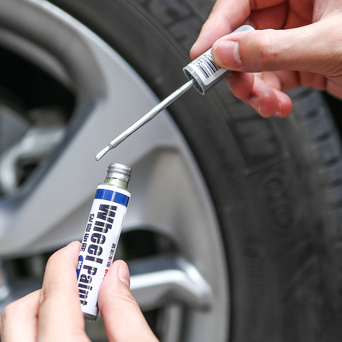 Para el cuidado de la pintura del coche, 1 unidad de 12ml, cubo de la rueda, pintura de pintura en aerosol, plata, reparador para arañazos, rotuladores Mayitr ► Foto 1/5