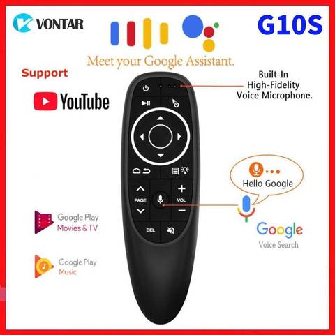 Google Voz Control remoto 2,4G inalámbrico Air Mouse micrófono IR Aprendizaje de 6 ejes giroscopio para la caja de Android T9 h96 Max X96 Mini ► Foto 1/5