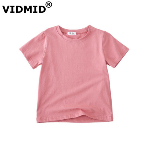VIDMID-Camiseta de algodón para niños y niñas, tops de manga corta, ropa de verano, color sólido, 4006 04 ► Foto 1/6