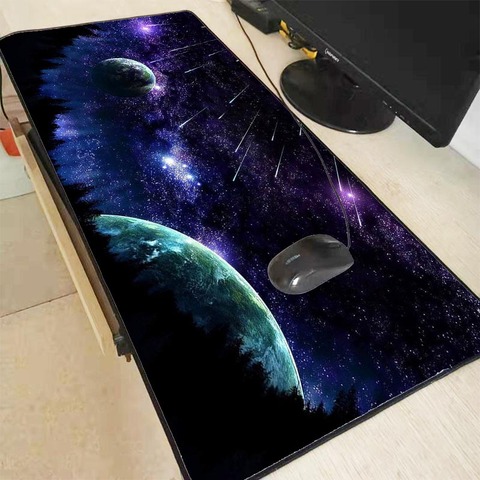 Meiruige-alfombrillas de gran bloqueo en los bordes para jugador, tapete de juego Morado para el espacio exterior, tamaño de 300x600x2mm y 400x900x3mm, cojín de ratón a prueba de agua ► Foto 1/6