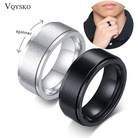Anillo giratorio de 8mm para hombre, accesorio antiestrés, alianza de boda de acero inoxidable clásica, joyas deportivas informales ► Foto 1/6