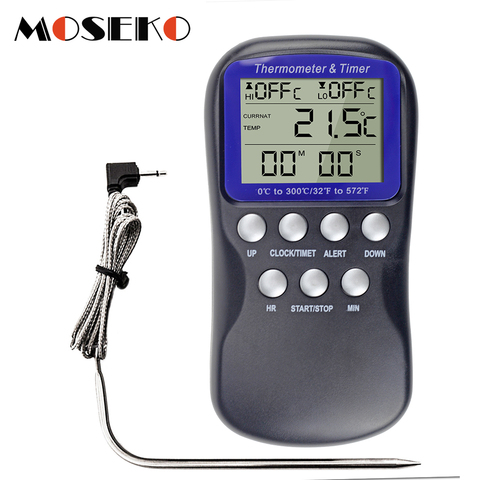 Termómetro Digital para horno, medidor de temperatura con temporizador y función de alarma, para barbacoa, carne, cocina ► Foto 1/6