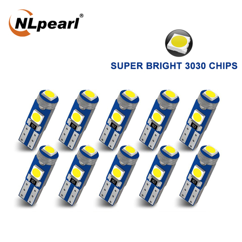 NLpearl 10x lámpara de señal T5 bombilla Led W3W W1.2W Led Canbus 3030SMD Interior del coche Luz de cuña tablero el indicador de la lámpara ► Foto 1/6