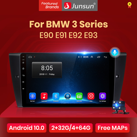 Junsun-reproductor Multimedia con Android 10 y navegación GPS para BMW, autorradio 2 din con reproductor de vídeo, 2G + 32G, dvd, para BMW E90 E91 E92 E93 Serie 3 ► Foto 1/6