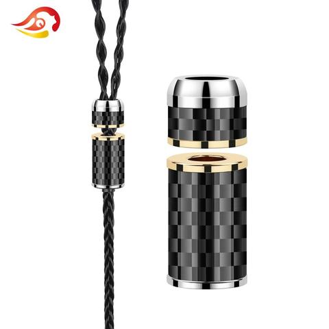 QYFANG-Adaptador de conector de Audio de fibra de carbono, divisor deslizante de carcasa brillante de 6,0mm a 5,0mm, conector de cable de auriculares DIY ► Foto 1/6