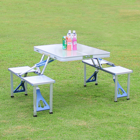 K-star-Juego de mesa y sillas de escritorio para acampar, Picnic portátil, plegable, integrado, aluminio, Metal, campo, rectangular ► Foto 1/6