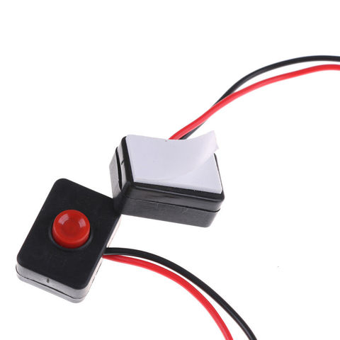 Interruptor con cable para coche, Base adhesiva, pulsador de acción, 12V, 2AA, dhesive, 3,5x2,5x15cm/1,4 