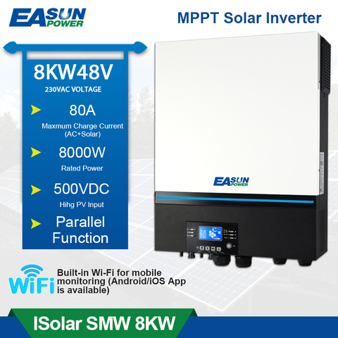 EASUN de inversor Solar 8000W 230V 48V 48V 50hz/60hz 500vdc de entrada PV 80A MPPT Cargador Solar incorporado en WIFI soporte bateria de litio para bibicleta BMS ► Foto 1/6