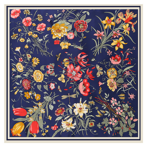 LESIDA-bufanda de seda pura para mujer, chales grandes con diseño de flores, pañuelos cuadrados, Foulards para envolver, 130x130CM ► Foto 1/6