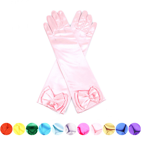 Accesorios de princesa para niñas, guantes de lazo de satén para disfraz de niños, cumpleaños, fiesta de Halloween, regalo de Cosplay ► Foto 1/6