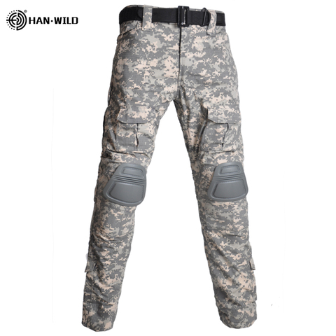 Pantalones tácticos Cargo pantalones con rodillera hombres senderismo pantalones militares ejército SWAT Airsoft ropa Hunter campo combate pantalón ► Foto 1/6