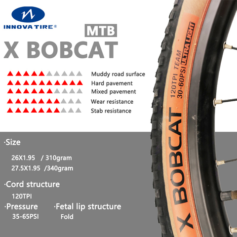 INNOVA-neumáticos para bicicleta de montaña BOBCAT, llantas ultralivianas de 26x1,95, 27,5x1,95, 29x1,95, MTB, 120 tpi ► Foto 1/1