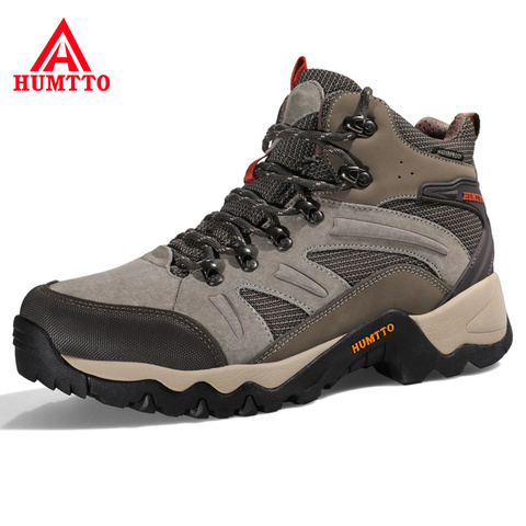 HUMTTO-zapatos de senderismo de cuero genuino para hombre y mujer, zapatillas impermeables transpirables para exteriores, escalada, senderismo y Turismo, talla grande ► Foto 1/6