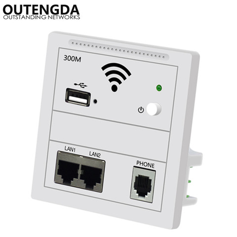 86-tipo 300Mbps en la pared AP repetidor enrutador de toma inteligente punto de acceso inalámbrico RJ11 220V 802.3AF PoE WiFi extensor USB carga ► Foto 1/6