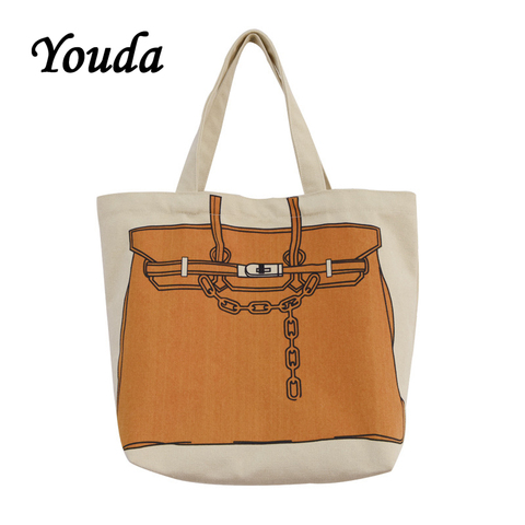 Youda-Bolso de gran capacidad con estampado para mujer, bolsa de compras de diseño Original, estilo clásico, informal, sencillo ► Foto 1/6