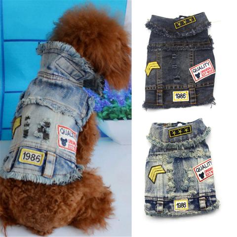 Chaqueta vaquera de moda para perros pequeños, ropa de verano para cachorros y gatos, chaleco para Chihuahua y Yorkies, ropa para perros ► Foto 1/6