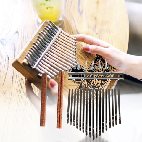 Kalimba de 17 teclas, bricolaje, Pulgar duradero, Piano, llave de acero, puente de madera, metralla, letras, teclado, Accesorios para Instrumentos Musicales ► Foto 1/6