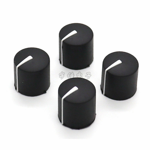 Perilla de goma de plástico blanco y negro de 16x16mm, perilla de ajuste de potenciómetro, Agujero interior tipo D, 6mm, 10 Uds. ► Foto 1/3