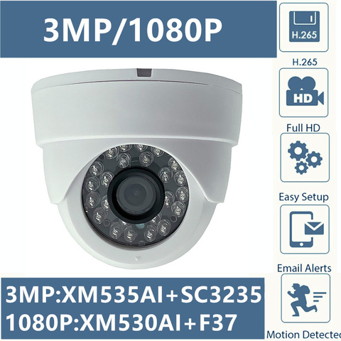 De Audio IP PoE Dome Camera 720 P 960 P 1080 P H.264 +/H.265 Red HD interior IRC 24 LEDs infrarrojos de visión nocturna de ONVIF P2P CMS vmeyesuper de ► Foto 1/6