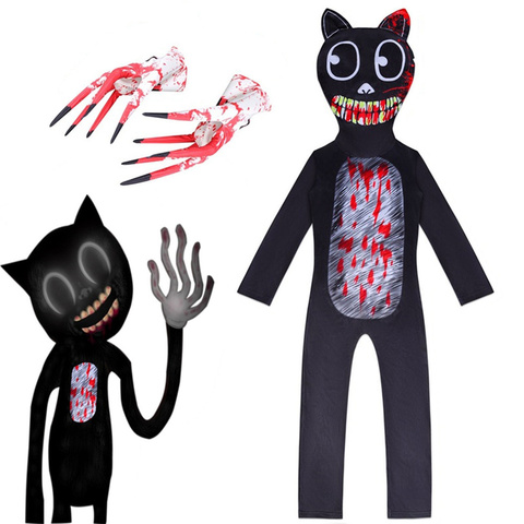 Disfraces de Halloween para niños, traje y guantes de gato negro de Anime, dibujos animados, Disfraces de carnaval, ropa de fiesta ► Foto 1/6