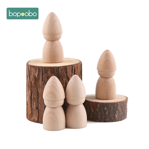 Muñecos de madera hechos a mano con clavija en blanco, figuras sin pintar, muñecos de madera dura, recuerdos para bebés, 1/2/5 Uds. ► Foto 1/6