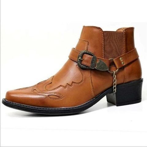 Botines de talla grande para hombre, calzado de cuero sintético, cálido, vintage, para otoño, M0966 ► Foto 1/6